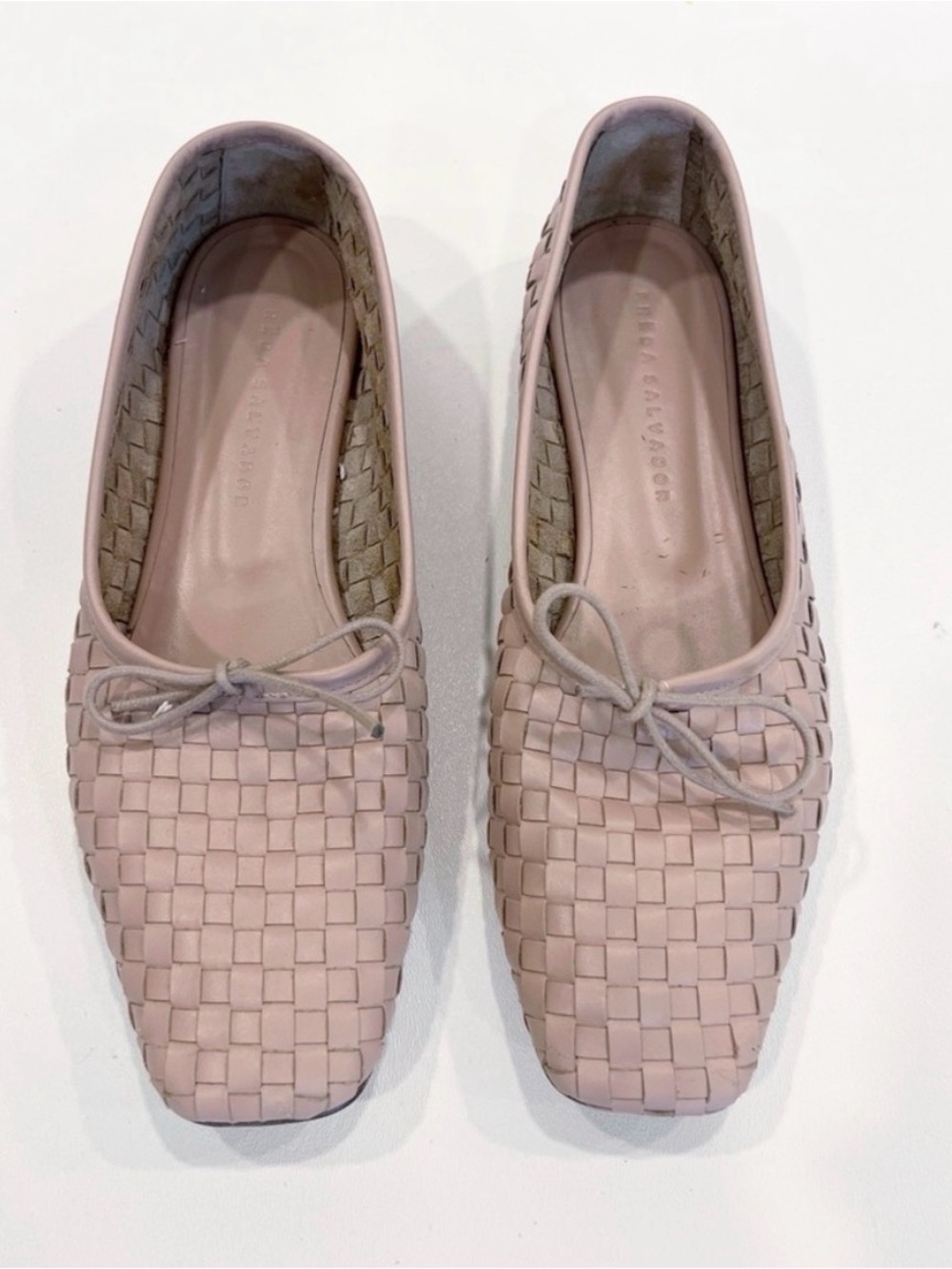 Freda Salvador Woven Leather Ballet Flats Dusty Pink Size 9
